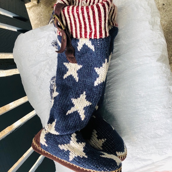 MUK LUKS Women's Navy Tall Slipper Boot Small 5-6 - Picture 4 of 8